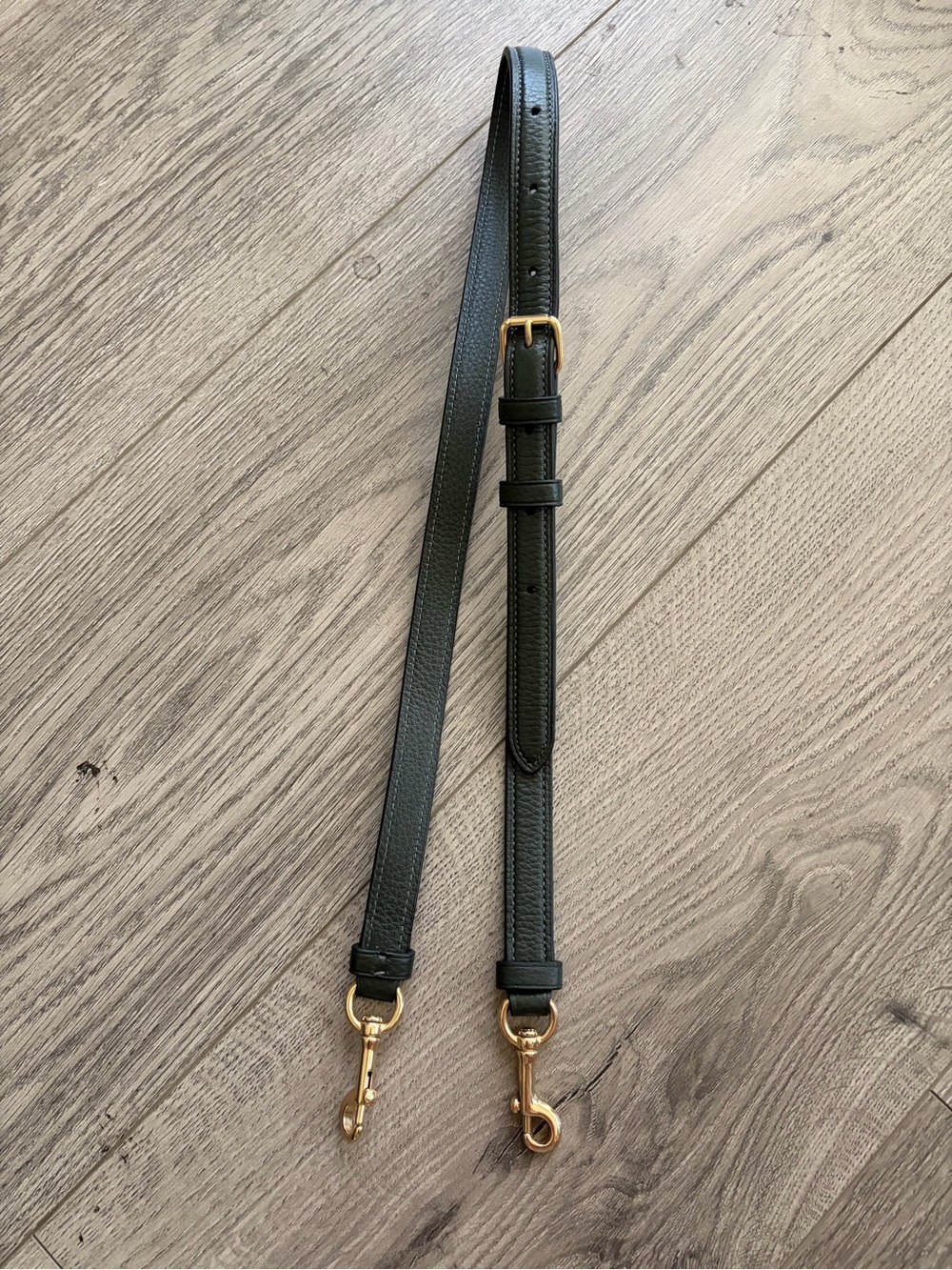 Coach Adjustable dark green Leather Bag Strap with Gold Hardware